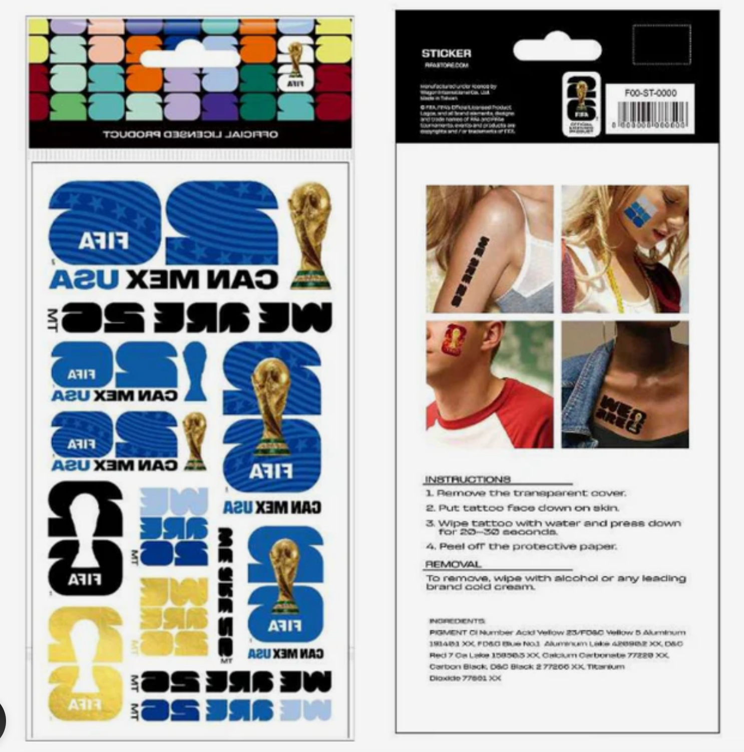 FIFA World Cup 2026™ Metallic Tattoos sheet USA